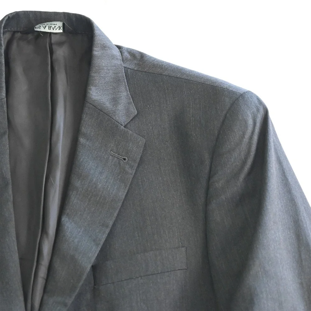Jos A Bank 42R Charcoal Gray 100% Wool Mens Blazer Suit‎ Jacket Sport Coat